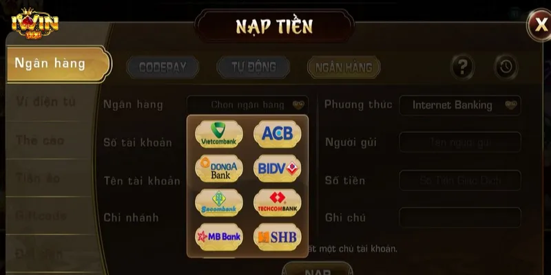 Một số phương thức nạp tiền hợp lệ tại I WIN